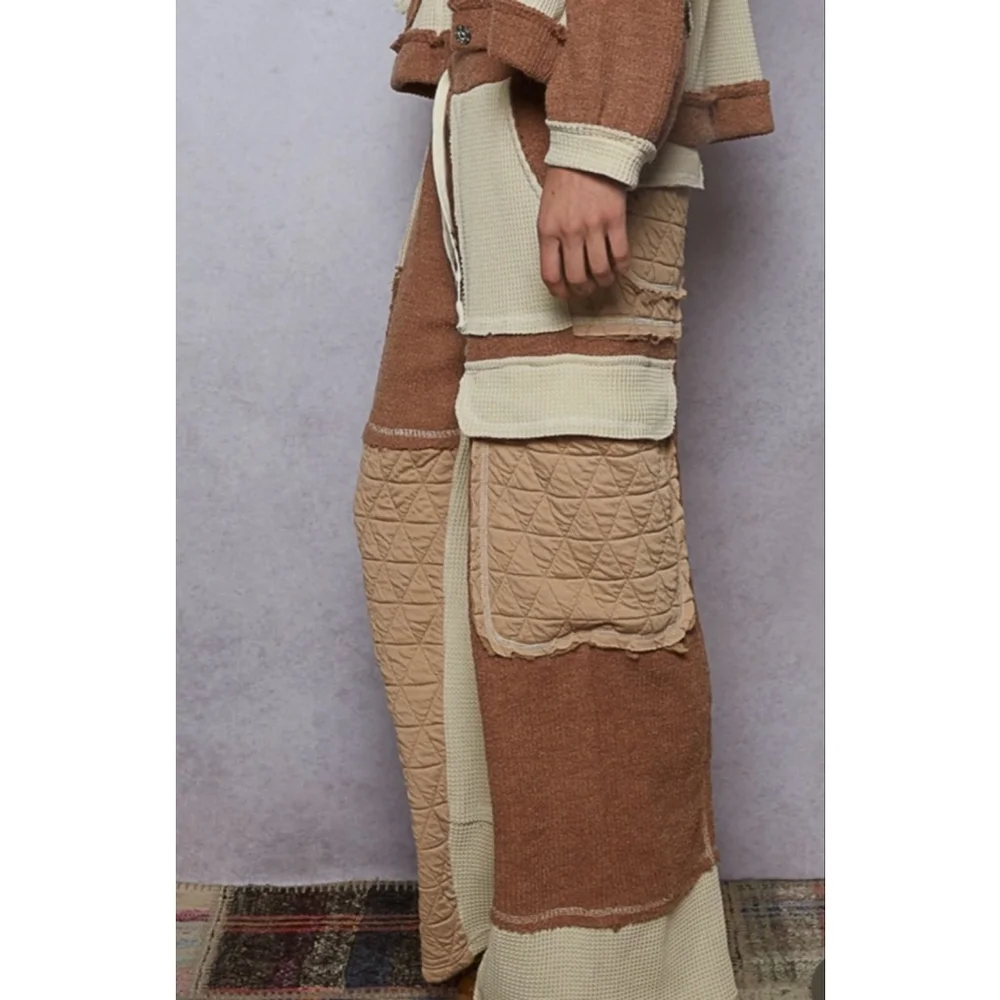 POL Brown & Beige Quilted Waffle Knit Set S - Picture 4 of 4